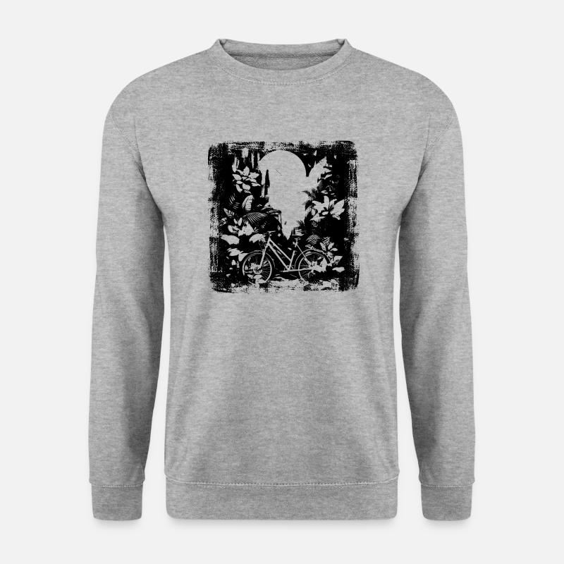 Mountainbiking Skizze - Unisex Pullover - Weißgrau meliert
