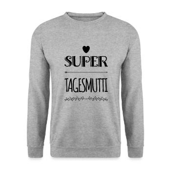 Super Tagesmutti Geschenkidee Dankeschön Danke - Unisex Pullover - Weißgrau meliert - Vorne - Alina (178cm) & Michal (187cm)