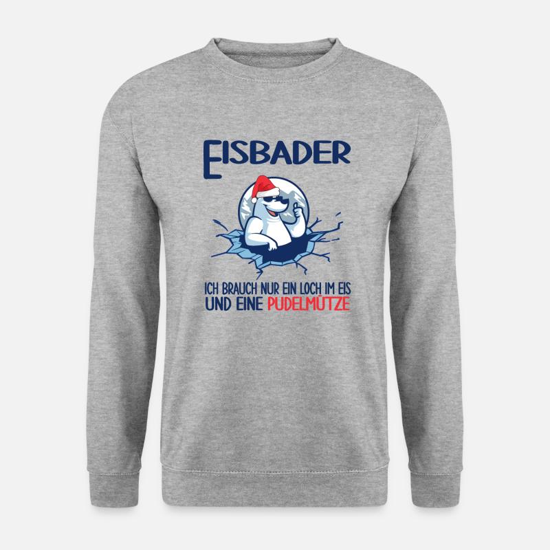 eisbader winterbader pudelmütze eisloch eisbad - Unisex Pullover - Weißgrau meliert