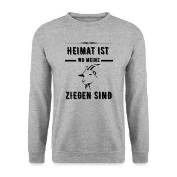 Ziege Ziegen Spruch Landwirt Bauer Ziegenbock - Unisex Pullover - Weißgrau meliert - Vorne - Alina (178cm) & Michal (187cm)