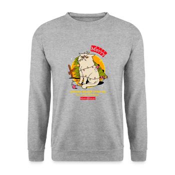 Merry christmas happy holidays gift - Unisex Pullover - Weißgrau meliert - Vorne - Alina (178cm) & Michal (187cm)