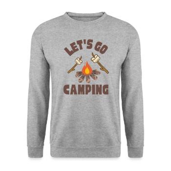 Let's go camping (campfire, marshmallow, camping) - Unisex Sweatshirt - salt & pepper - Front - Alina (178cm) & Michal (187cm)