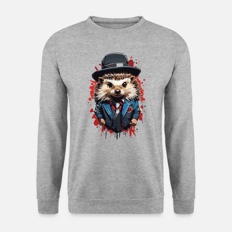Igel Gangster Oldschool - Unisex Pullover - Weißgrau meliert
