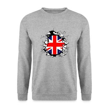 Großbritannien Flagge Union Jack Fahne London UK - Unisex Pullover - Weißgrau meliert - Vorne - Alina (178cm) & Michal (187cm)