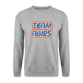TEAM ABI 25 - ABITUR 2025 - ABSCHLUSS - ABISHIRT - Unisex Pullover - Weißgrau meliert - Vorne - Alina (178cm) & Michal (187cm)
