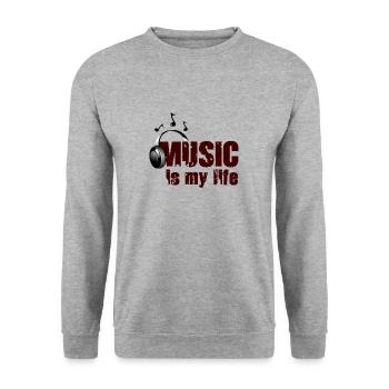 Music is my life Geschenkidee - Sweat-shirt Unisexe - gris chiné - Devant - Alina (178cm) & Michal (187cm)