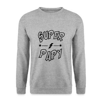 Super Papy - Sweat-shirt Unisexe - gris chiné - Devant - Alina (178cm) & Michal (187cm)