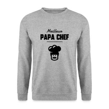Meilleur papa chef - Sweat-shirt Unisexe - gris chiné - Devant - Alina (178cm) & Michal (187cm)
