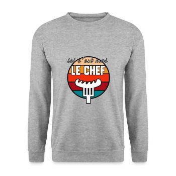 c’est moi le chef - Sweat-shirt Unisexe - gris chiné - Devant - Alina (178cm) & Michal (187cm)