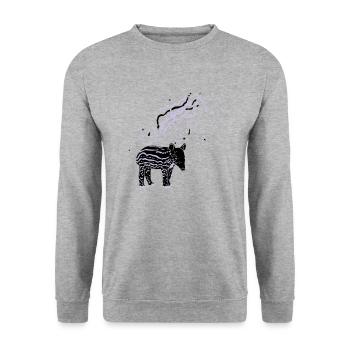 PLUX Tapir - Unisex Pullover - Weißgrau meliert - Vorne - Alina (178cm) & Michal (187cm)