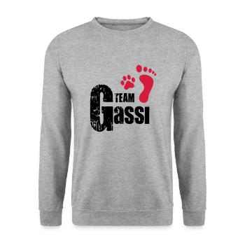 Team Gassi - Unisex Pullover - Weißgrau meliert - Vorne - Alina (178cm) & Michal (187cm)