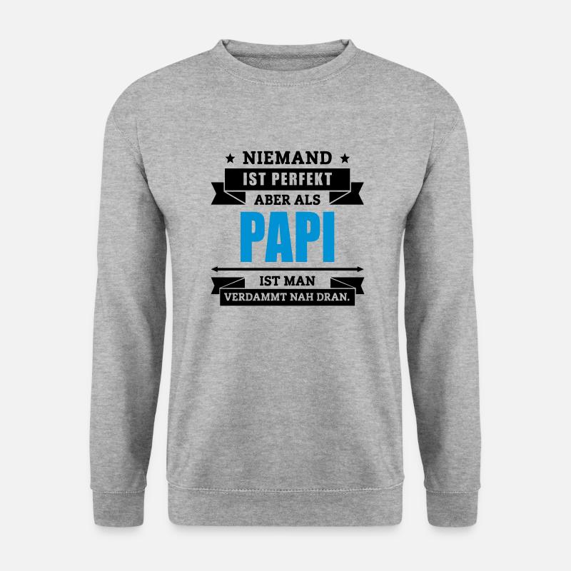 Funshirt Papi - Unisex Pullover - Weißgrau meliert