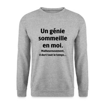 un génie - Sweat-shirt Unisexe - gris chiné - Devant - Alina (178cm) & Michal (187cm)