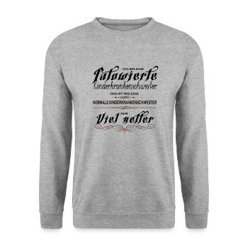 Tätowierte Kinderkrankenschwestern sind netter! - Unisex Pullover - Weißgrau meliert - Vorne - Alina (178cm) & Michal (187cm)