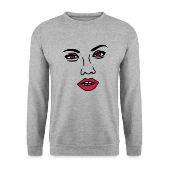 woman sexy nose face head female girl girl - Unisex Sweatshirt - salt & pepper - Front - Alina (178cm) & Michal (187cm)