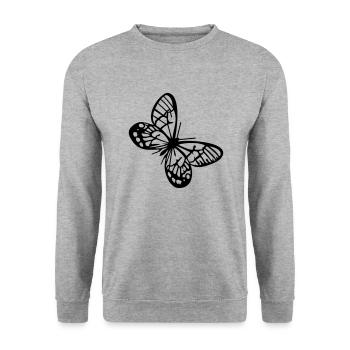 Schmetterlinge: Callitaera Aurora - Unisex Pullover - Weißgrau meliert - Vorne - Alina (178cm) & Michal (187cm)