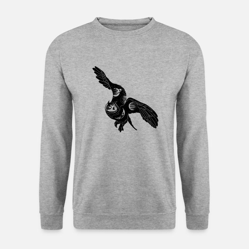 Universum Eule - Unisex Pullover - Weißgrau meliert