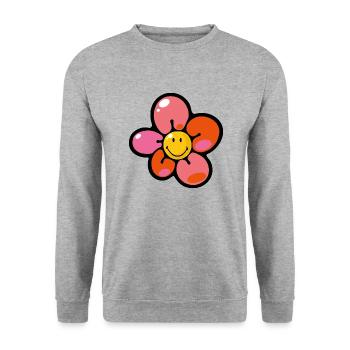 Smiley Pansy - Unisex Sweatshirt - salt & pepper - Front - Alina (178cm) & Michal (187cm)