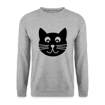 Katze - Unisex Pullover - Weißgrau meliert - Vorne - Alina (178cm) & Michal (187cm)