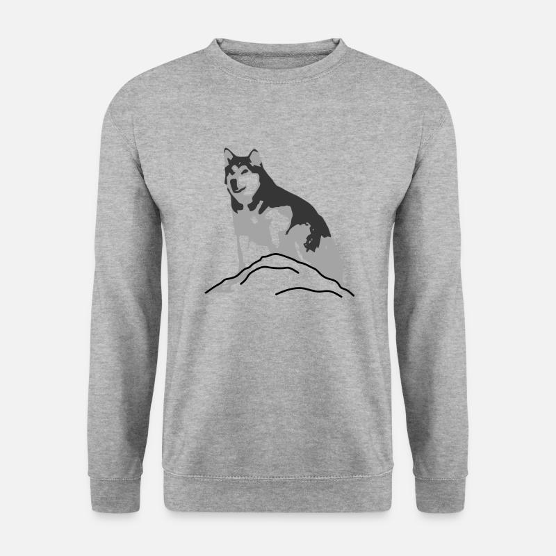 Alaskan Malamut Silhouette - Unisex Pullover - Weißgrau meliert