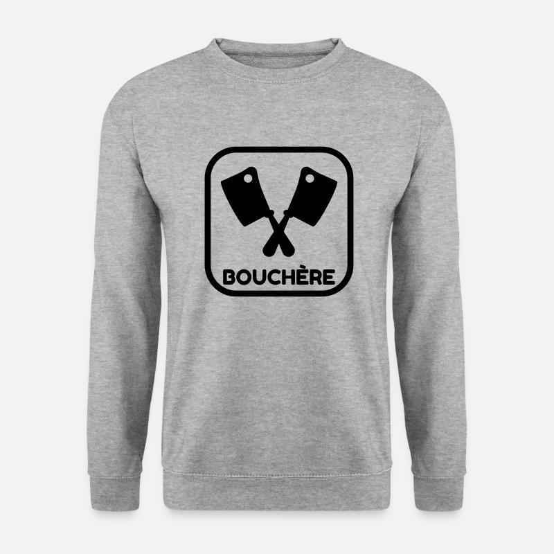 Metzger / Metzgerei / Metzgerin / Fleisch - Unisex Pullover - Weißgrau meliert