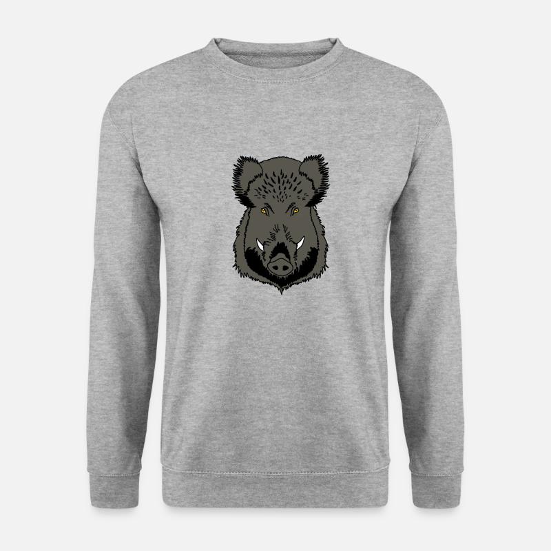 Wildschwein Kopf - Unisex Pullover - Weißgrau meliert