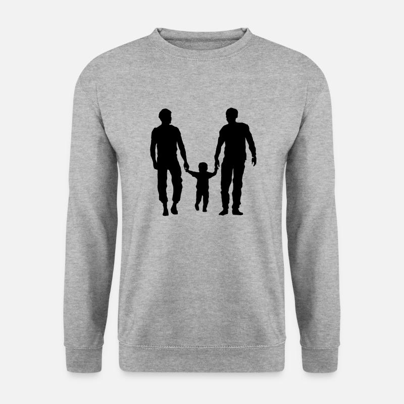 2 Väter mit Kind - Unisex Pullover - Weißgrau meliert