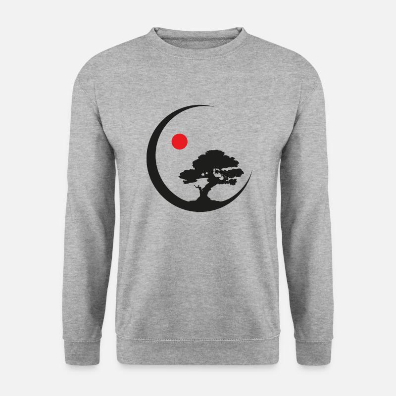 qigong bonsai sun - Unisex Pullover - Weißgrau meliert