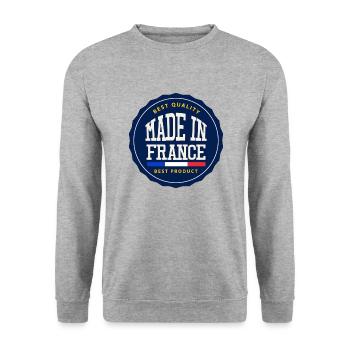 Made in France - Patriotic gift in love France - Unisex Sweatshirt - salt & pepper - Front - Alina (178cm) & Michal (187cm)