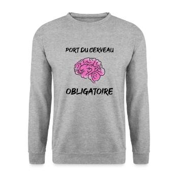Cerveau - Sweat-shirt Unisexe - gris chiné - Devant - Alina (178cm) & Michal (187cm)