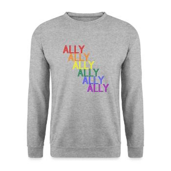 ALLY for LGBTQIA+ allies rainbow queer typography - Unisex Sweatshirt - salt & pepper - Front - Alina (178cm) & Michal (187cm)