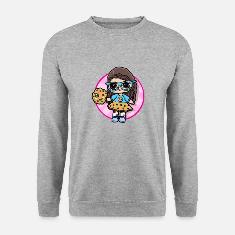 Mädchen mit Keks - Unisex Pullover - Weißgrau meliert