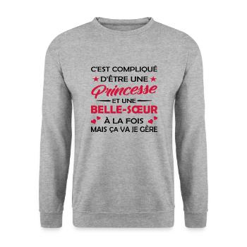 princesse et belle sœur / super belle-sœur - Sweat-shirt Unisexe - gris chiné - Devant - Alina (178cm) & Michal (187cm)