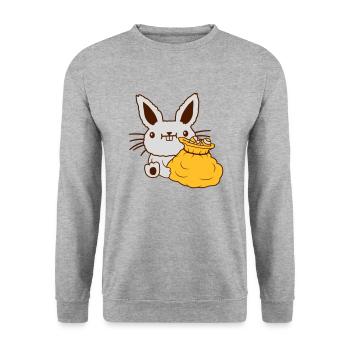 Lapin de Pâques grand sac d’oeufs - Sweat-shirt Unisexe - gris chiné - Devant - Alina (178cm) & Michal (187cm)
