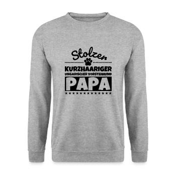 Kurzhaariger Ungarischer Vorstehhund lustig Herrch - Unisex Pullover - Weißgrau meliert - Vorne - Alina (178cm) & Michal (187cm)