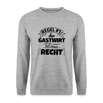 Gastwirt Geschenke – Hat immer Recht - Unisex Pullover - Weißgrau meliert - Vorne - Alina (178cm) & Michal (187cm)