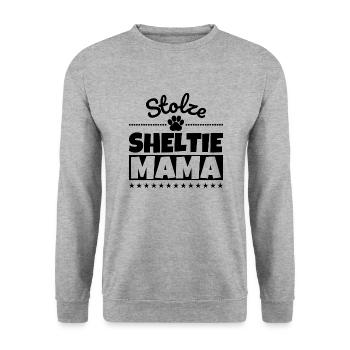 Stolze Sheltie Mama - Unisex Pullover - Weißgrau meliert - Vorne - Alina (178cm) & Michal (187cm)