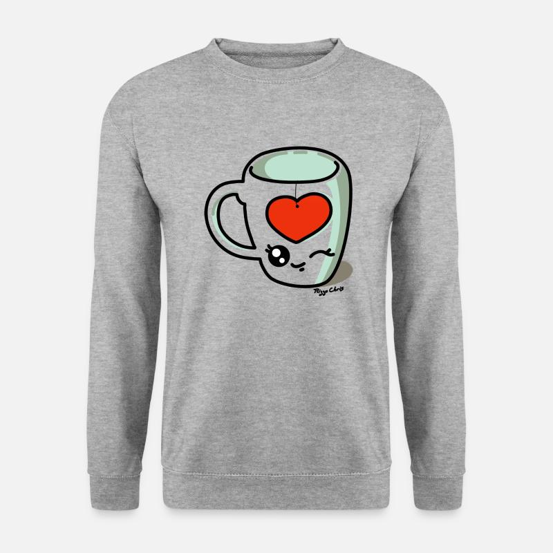 Herztasse Tee Farben - Unisex Pullover - Weißgrau meliert