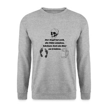 Der Kopf Tut Weh - Unisex Pullover - Weißgrau meliert - Vorne - Alina (178cm) & Michal (187cm)