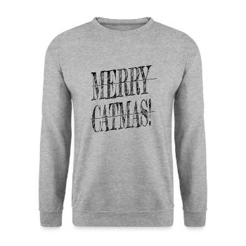 beach christmas tree comic i love cats bday - Unisex Pullover - Weißgrau meliert - Vorne - Alina (178cm) & Michal (187cm)