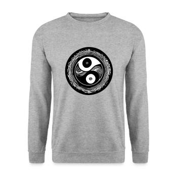 Yin Yang Sign Symbol Peace Happiness Vector 10 - Unisex Sweatshirt - salt & pepper - Front - Alina (178cm) & Michal (187cm)
