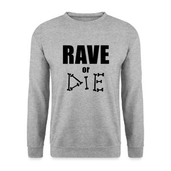 Rave or Die - Bone lettering Stamping Music - Unisex Sweatshirt - salt & pepper - Front - Alina (178cm) & Michal (187cm)