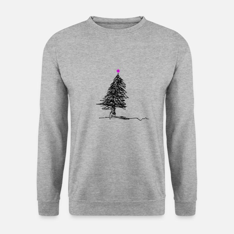 Pinker Stern, wild & queer auf Weihnachtsbaum - Unisex Pullover - Weißgrau meliert