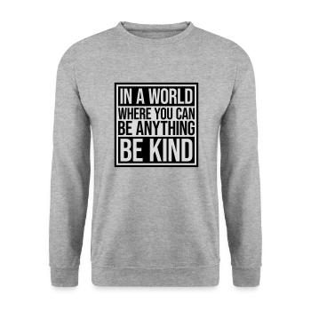 you can be kind - Unisex Pullover - Weißgrau meliert - Vorne - Alina (178cm) & Michal (187cm)