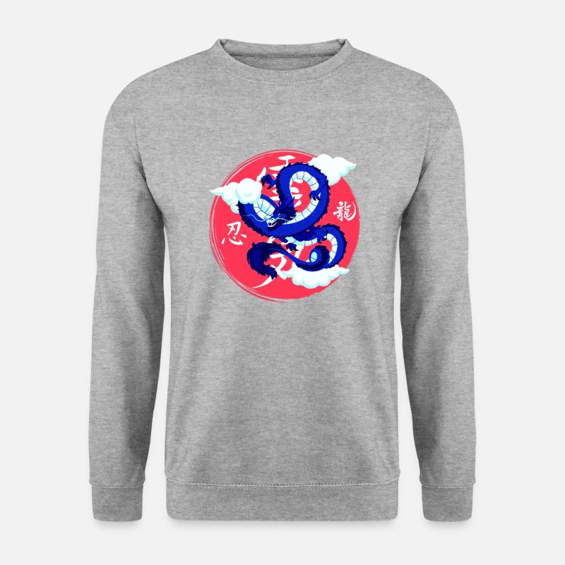 Dragon rise up - Unisex Pullover - Weißgrau meliert