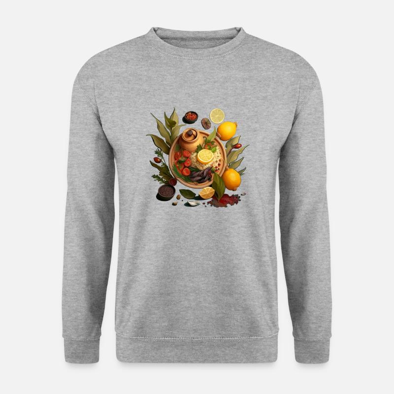 Gemüseplatte Vegan Geschenk - Unisex Pullover - Weißgrau meliert