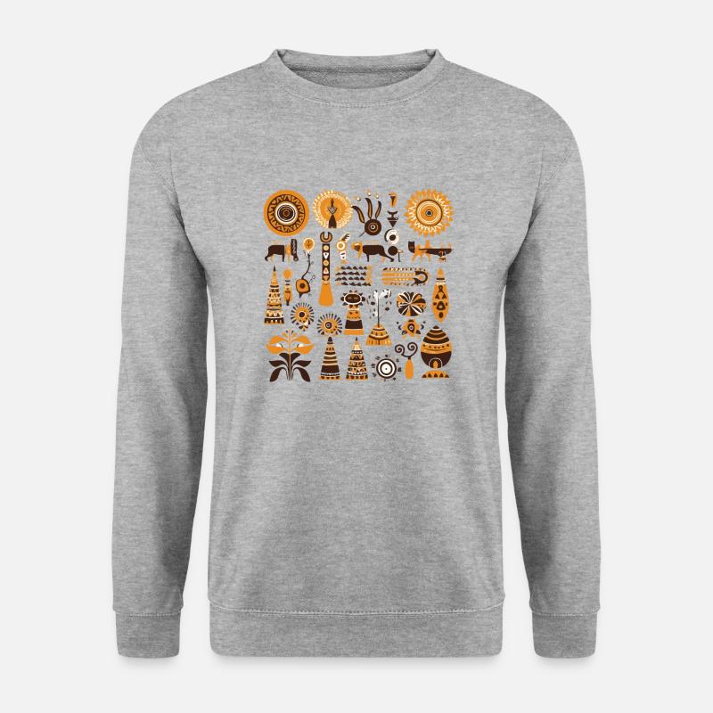 Afrikanische Folklore - Unisex Pullover - Weißgrau meliert