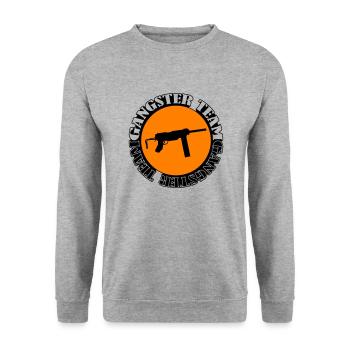 gangster team gun 002 - Unisex Pullover - Weißgrau meliert - Vorne - Alina (178cm) & Michal (187cm)
