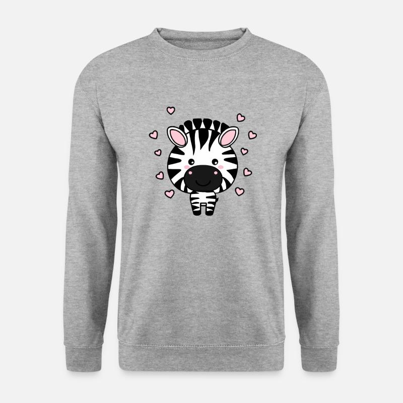 Süßes Zebra mit Herzchen - Unisex Pullover - Weißgrau meliert