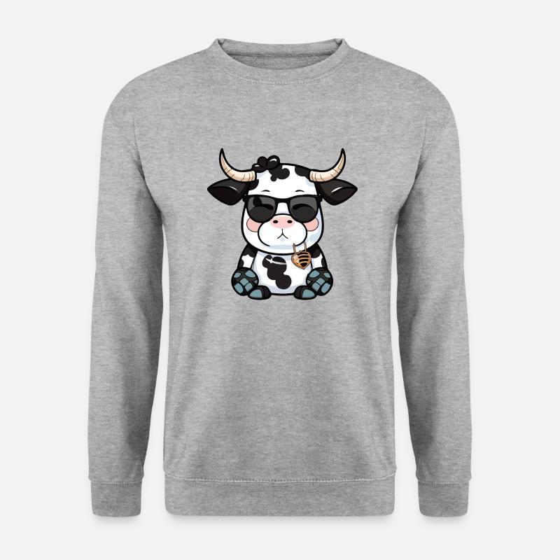 Kola, die Kuh - Unisex Pullover - Weißgrau meliert